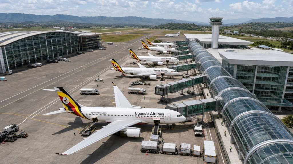 Uganda Airlines fleet at Entebbe International Airport