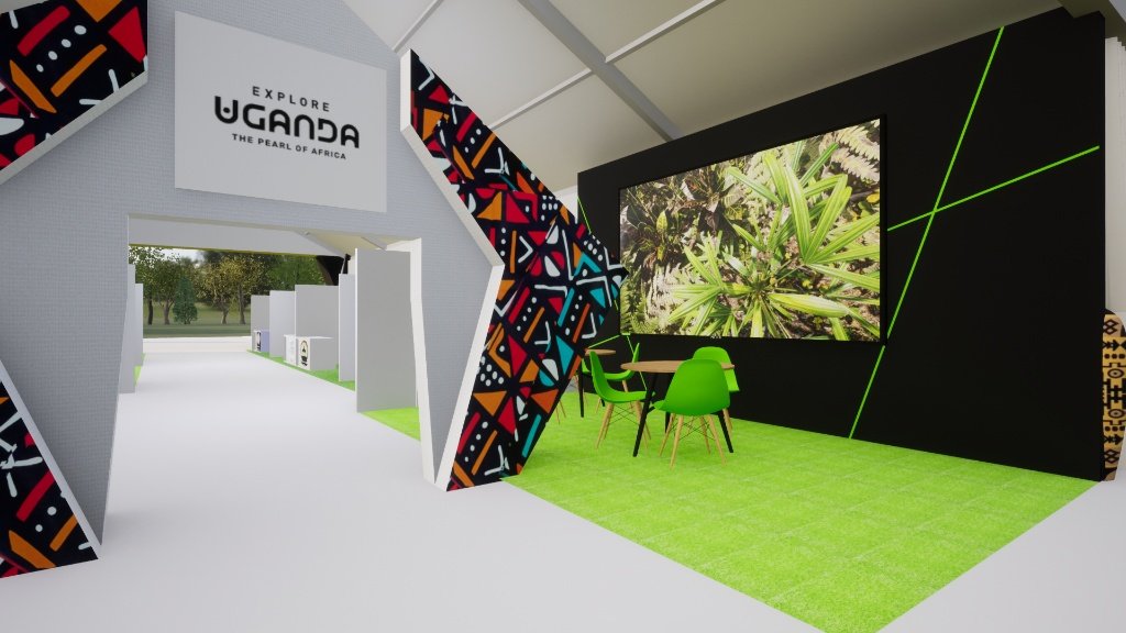 Interior render showing Explore Uganda reception