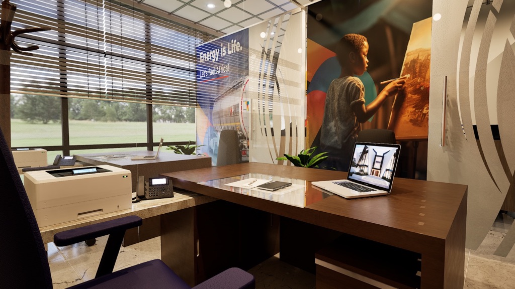Triasnrg executive office with branded murals
